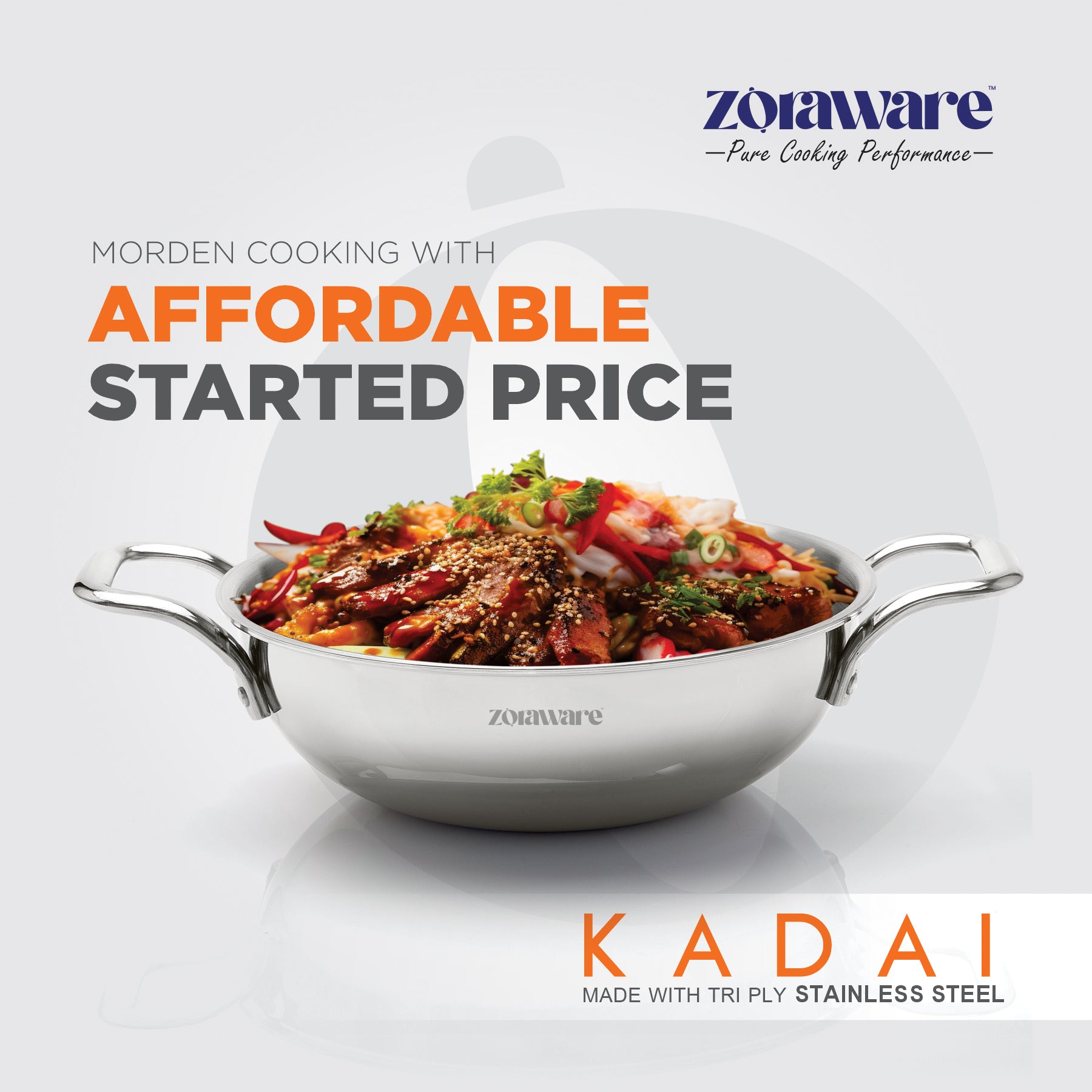 Triply Stainless Steel Kadai, Works on Induction & Gas, 5-Year Warranty