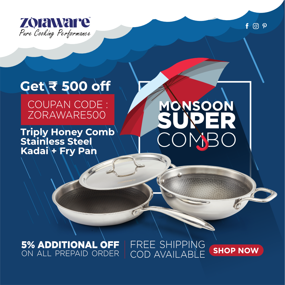 Honey Comb Triply Kadai + Fry Pan Cookware Set with Lid (3 Pcs Set)