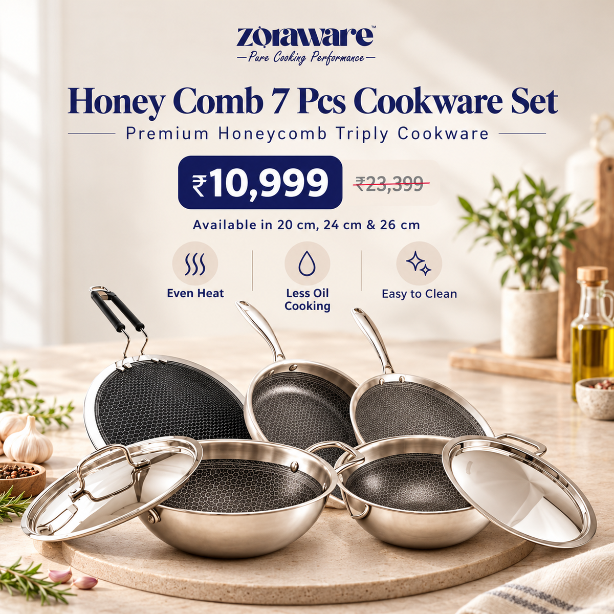Honey Comb 7 Pcs Cookware Set