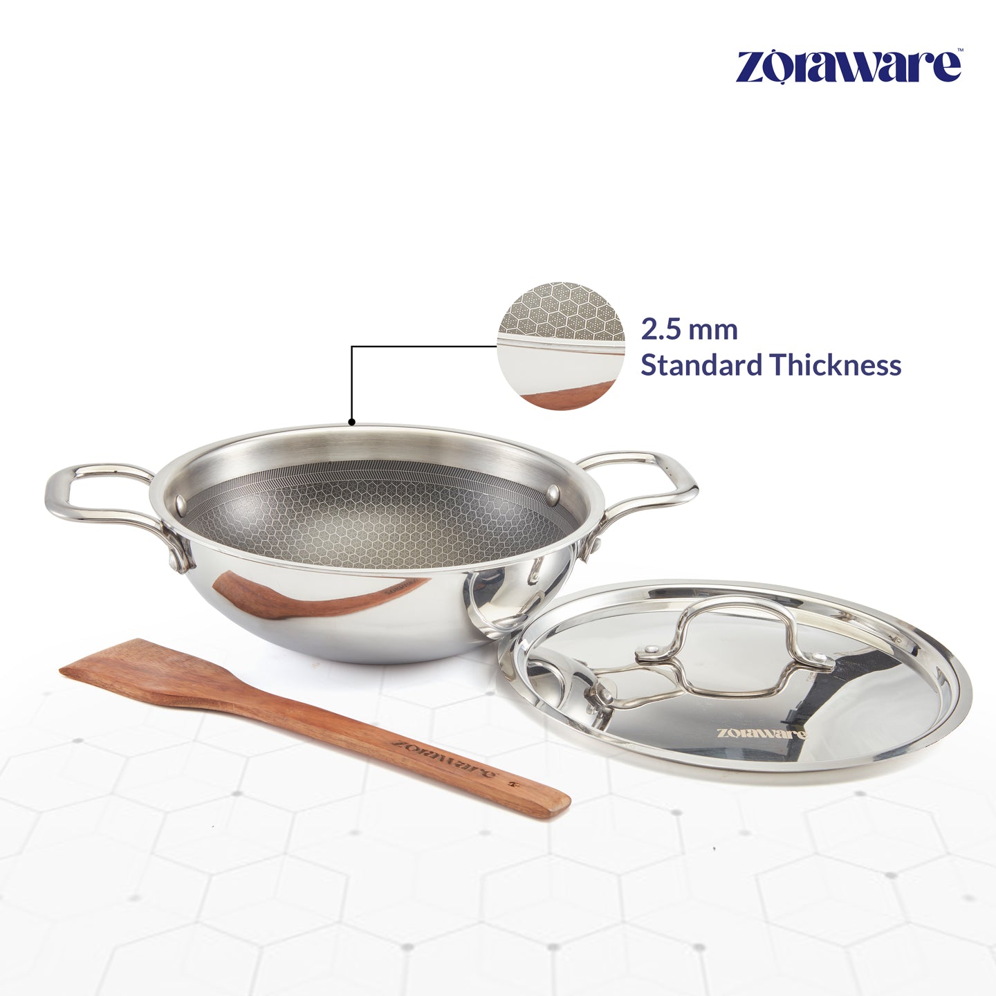 Triply Honey Comb Kadai l Free Lid l Induction Compitable
