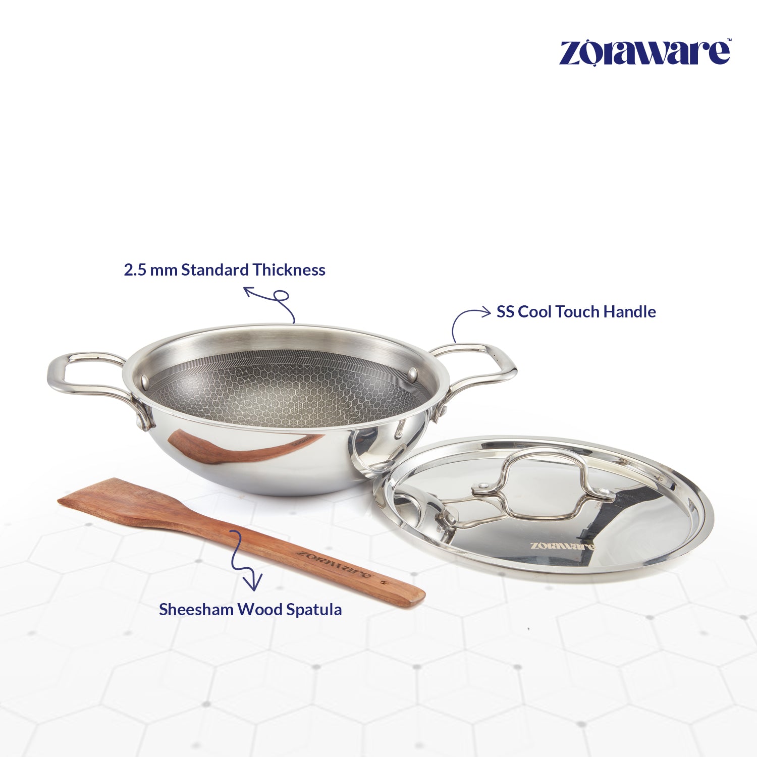 Triply Honey Comb Kadai l Free Lid l Induction Compitable