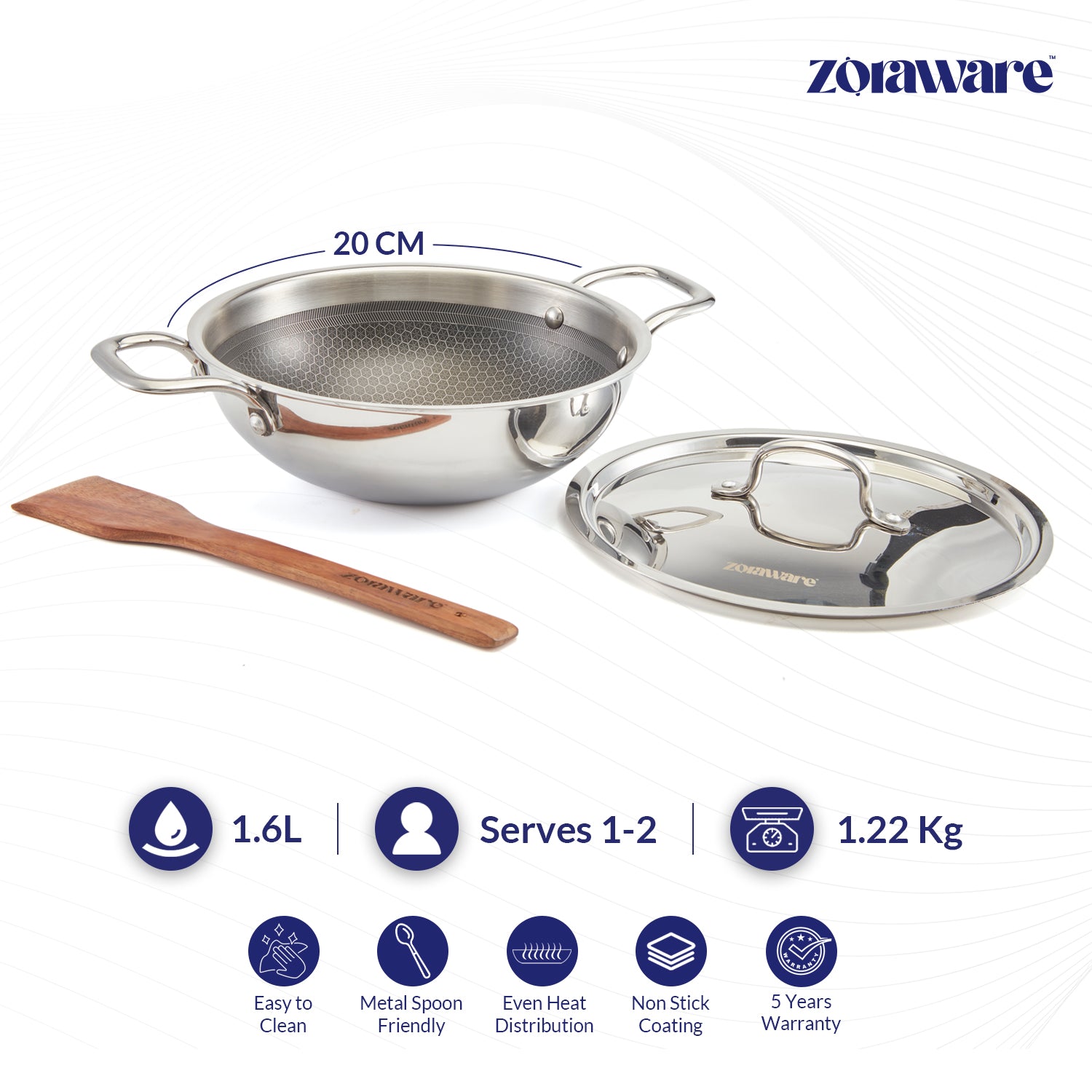 Triply Honey Comb Kadai l Free Lid l Induction Compitable
