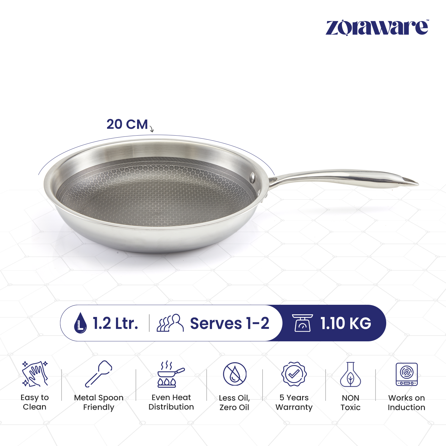 Triply Fry Pan 20cm/1600 ML l Pasta Pan Induction and Gas Compitable 5 Year Warranty