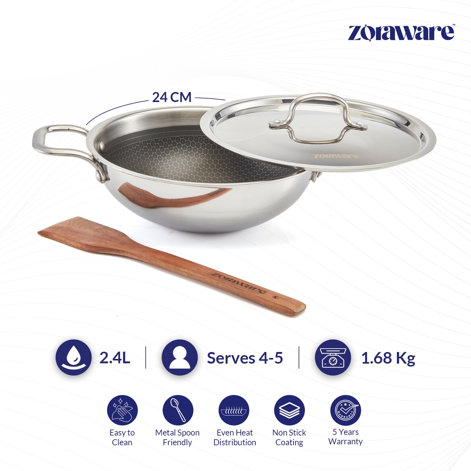 Triply Honey Comb Kadai l Free Lid l Induction Compitable