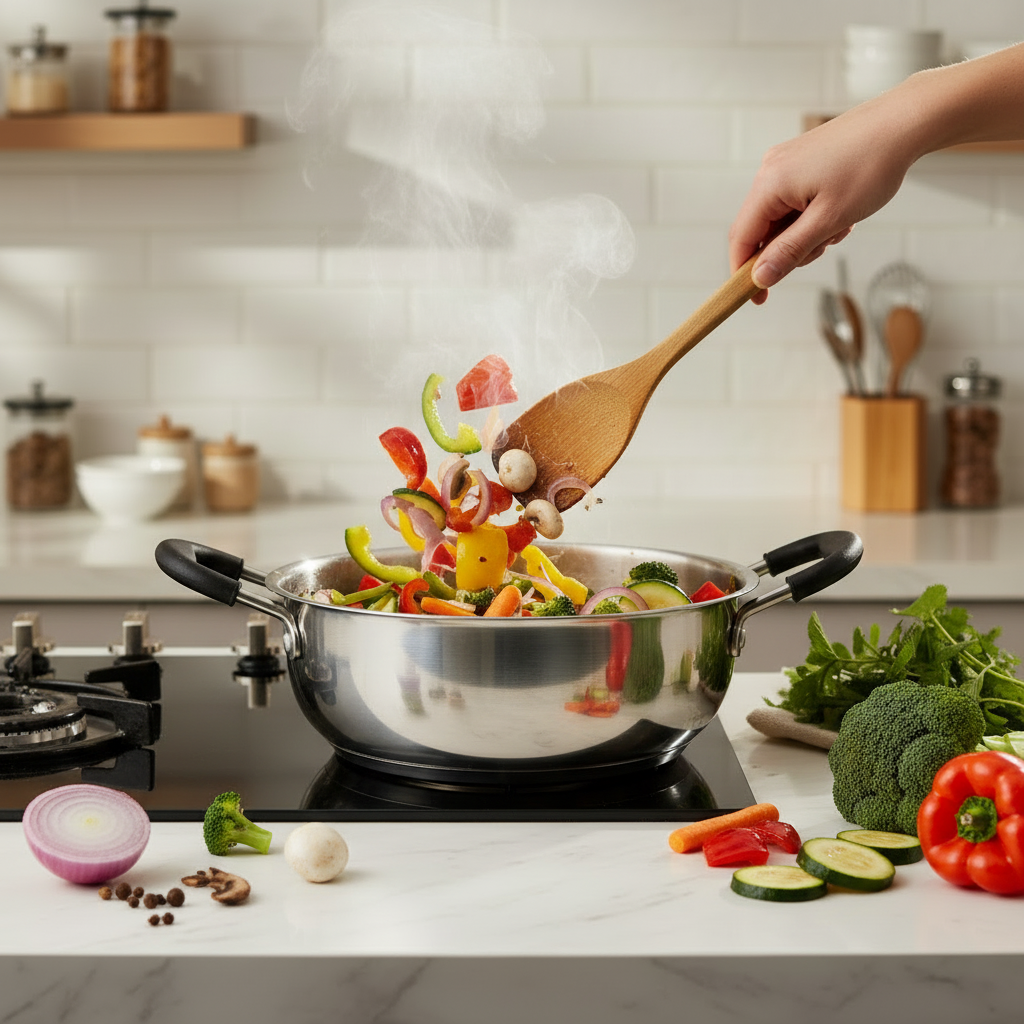 Triply Hexa Pro Non Stick Multi Pan l 5 Year Warranty l Induction Compitable l Free Toughned Glass Lid