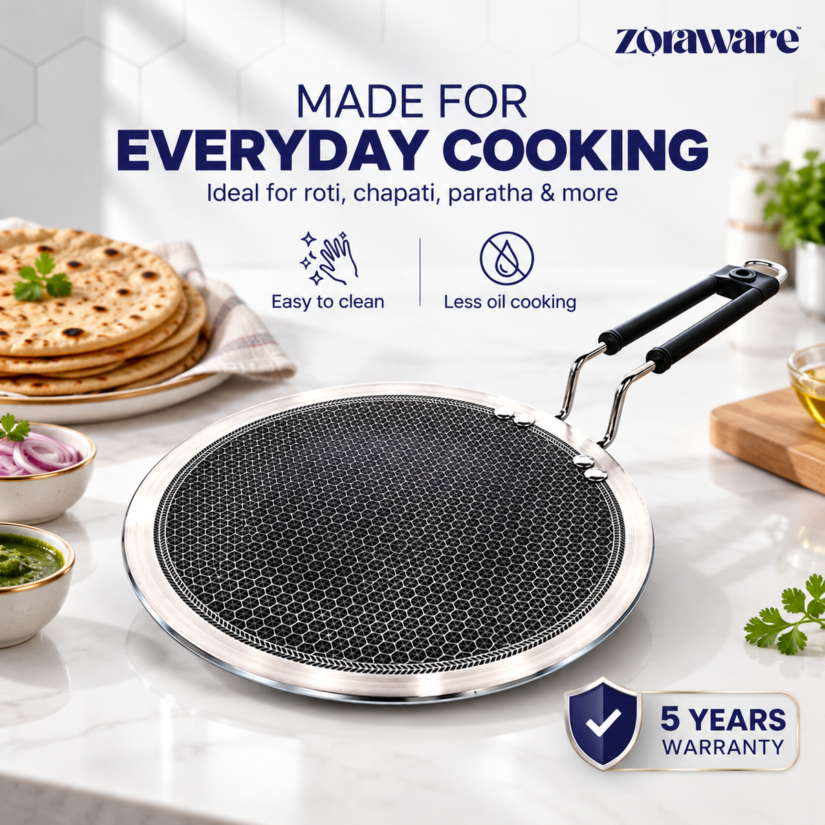 Triply Honey Comb Tawa 3.5mm Thick l Induction Compatible