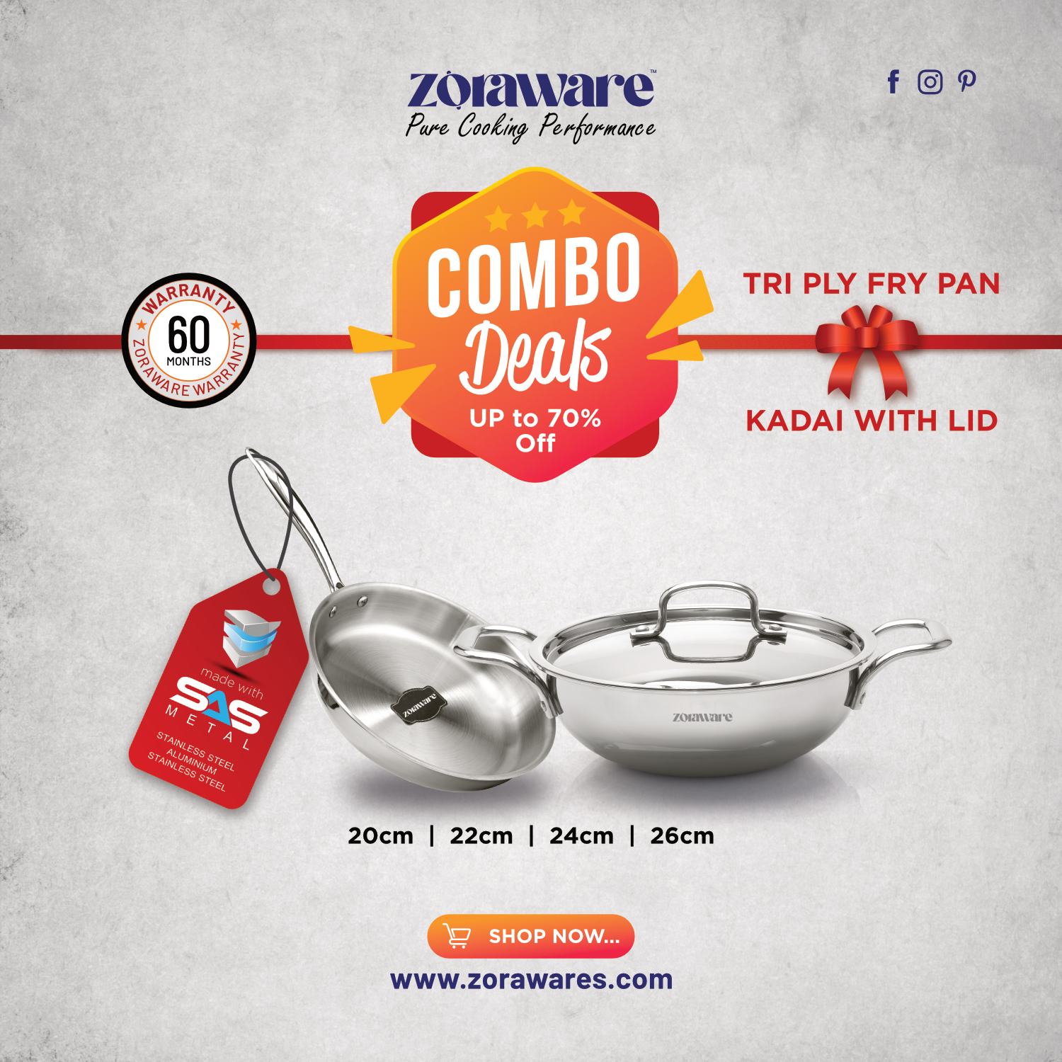 Triply Stainless Steel Kadai – ZORAWARE