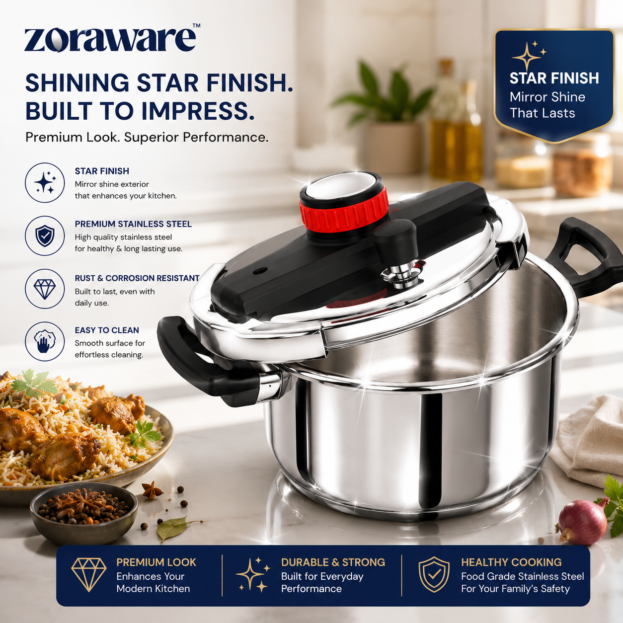 Super Cuker™ Triply Stainless Steel Pressure Cooker l 3 Advanced Safety Systems l 10 Year Warranty