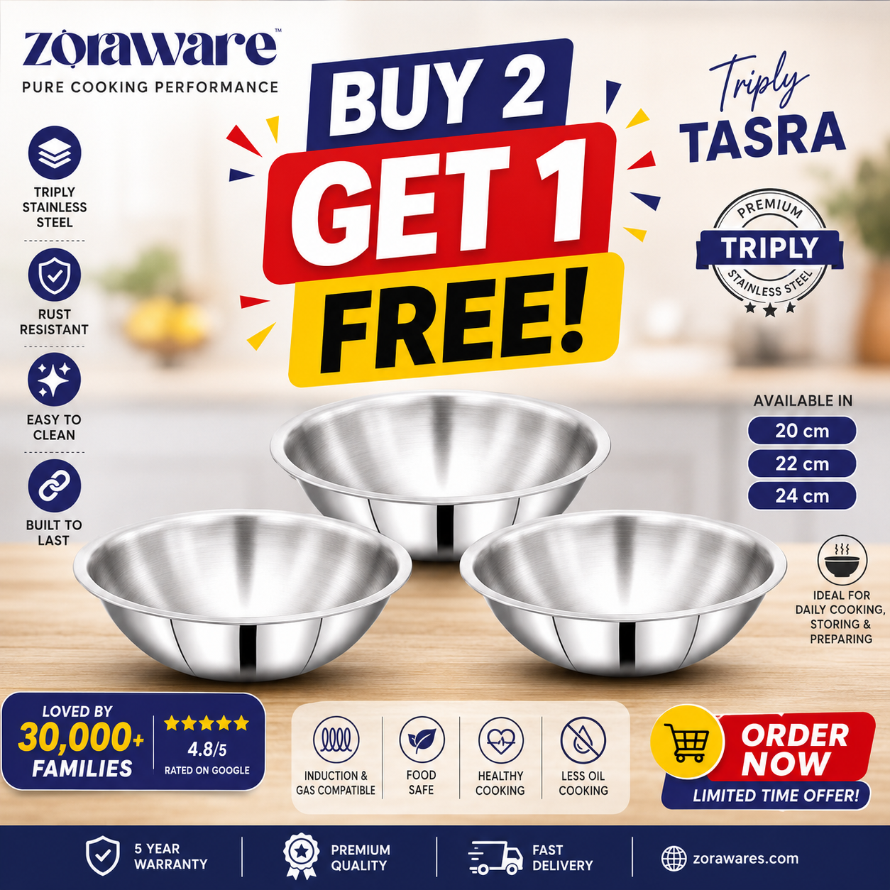 Triply Tasra l 5 Year Warranty l Induction Friendly l 10Year Warrenty
