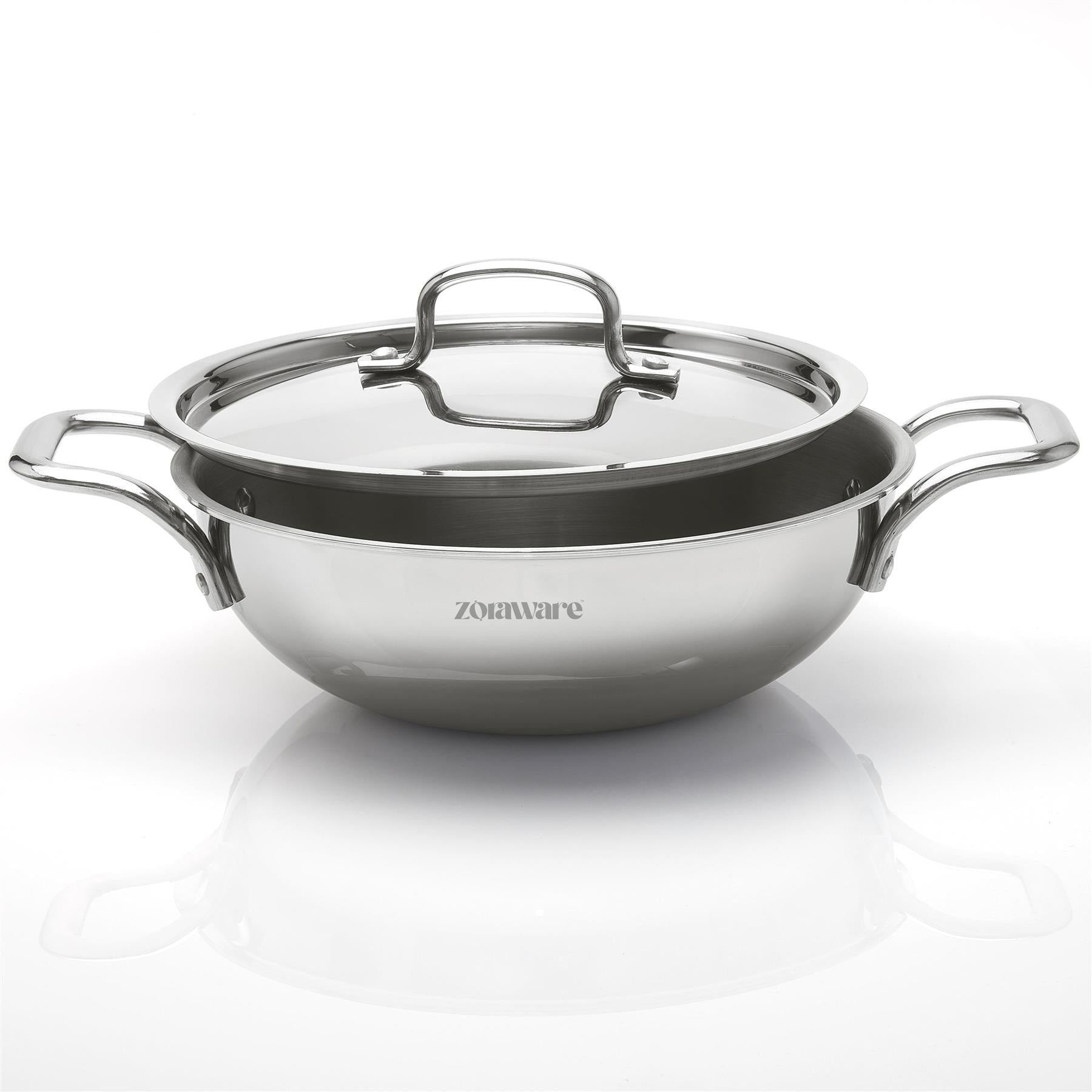 Triply Stainless Steel Kadai, Works on Induction & Gas, 5-Year Warranty