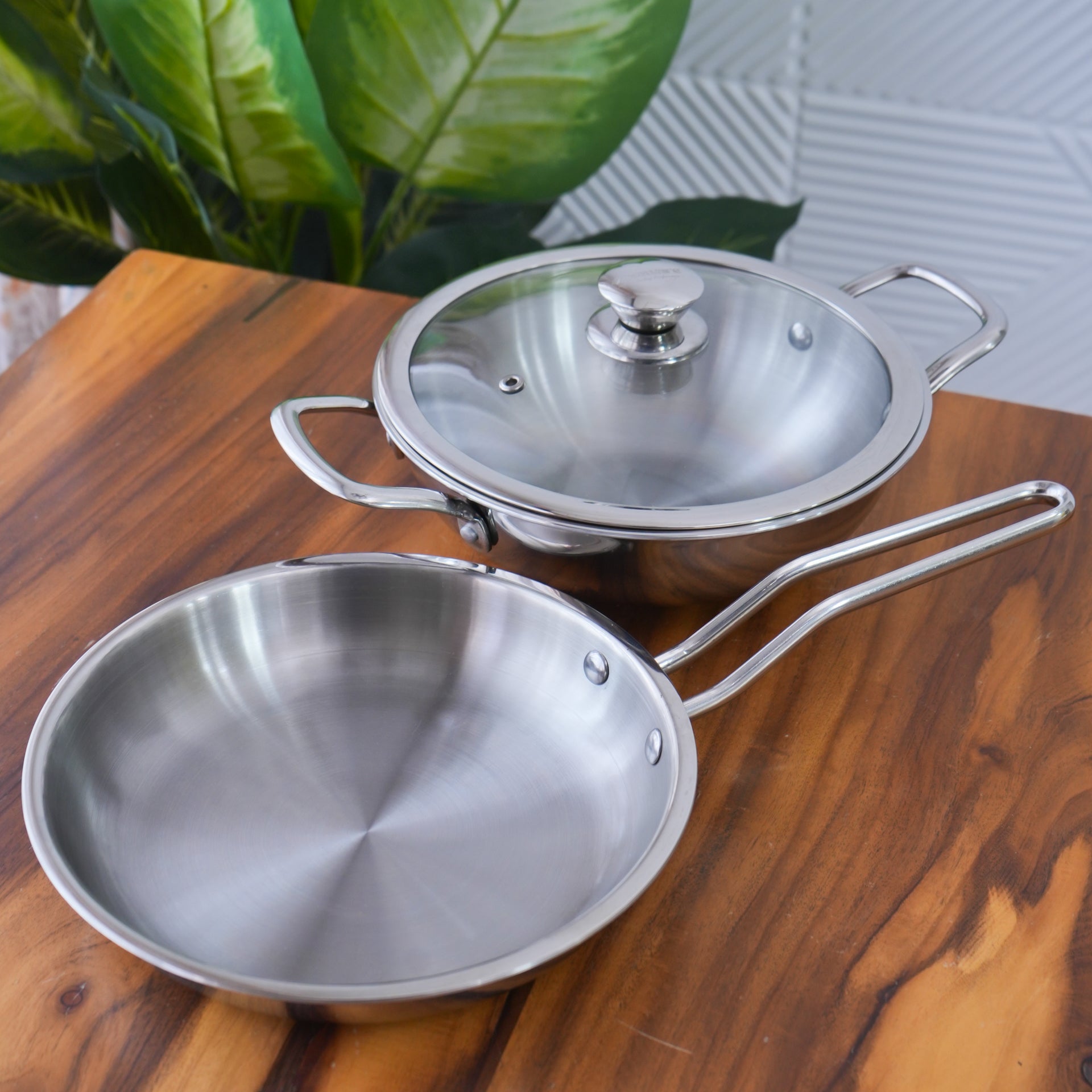 Triply 3 Pcs Kadai - Fry Pan Cookware Set l Induction Compatible l 5 Year Warranty l Free Tadka Pan worth ₹699