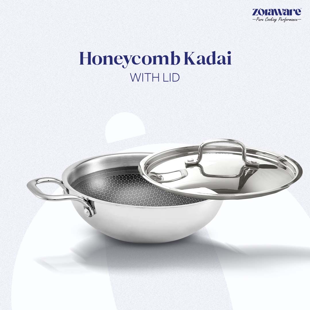 Triply Honey Comb Kadai l Free Lid l Induction Compitable
