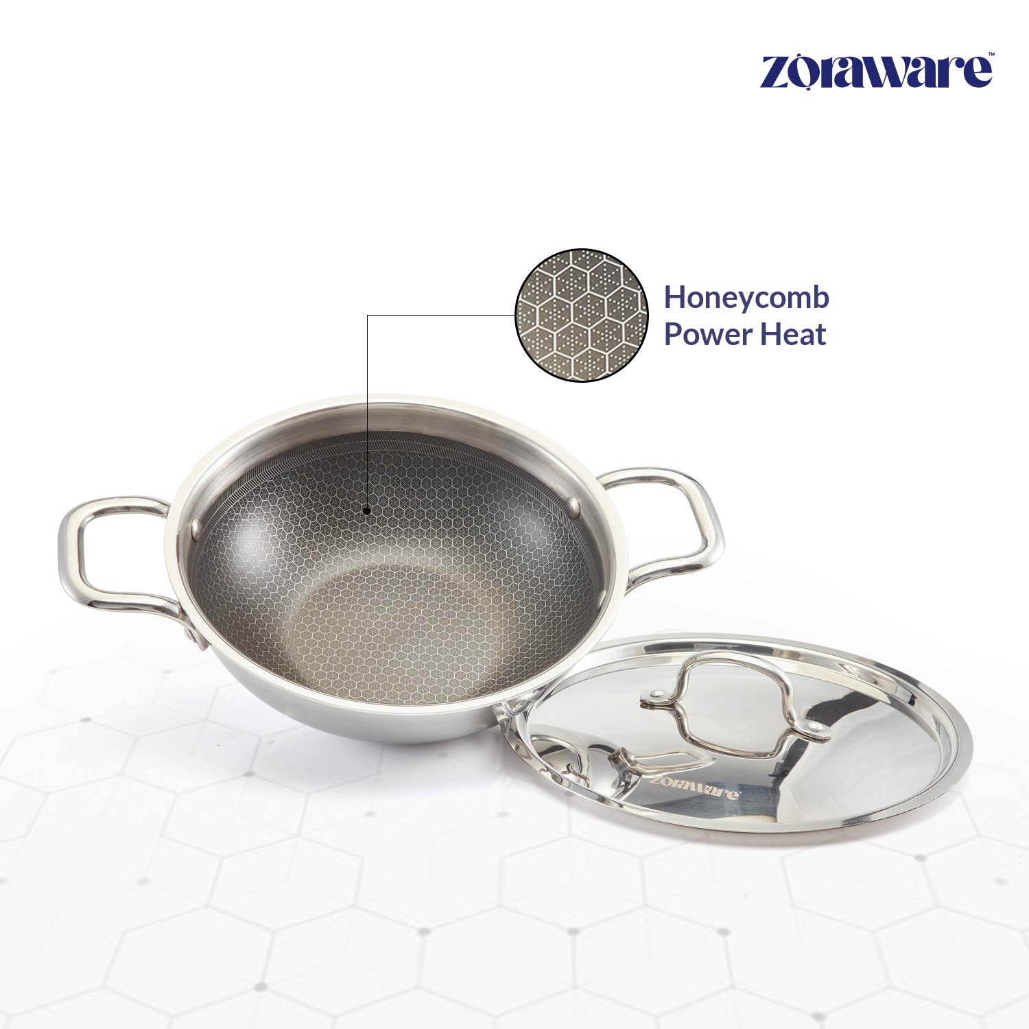 Triply Honey Comb Kadai l Free Lid l Induction Compitable