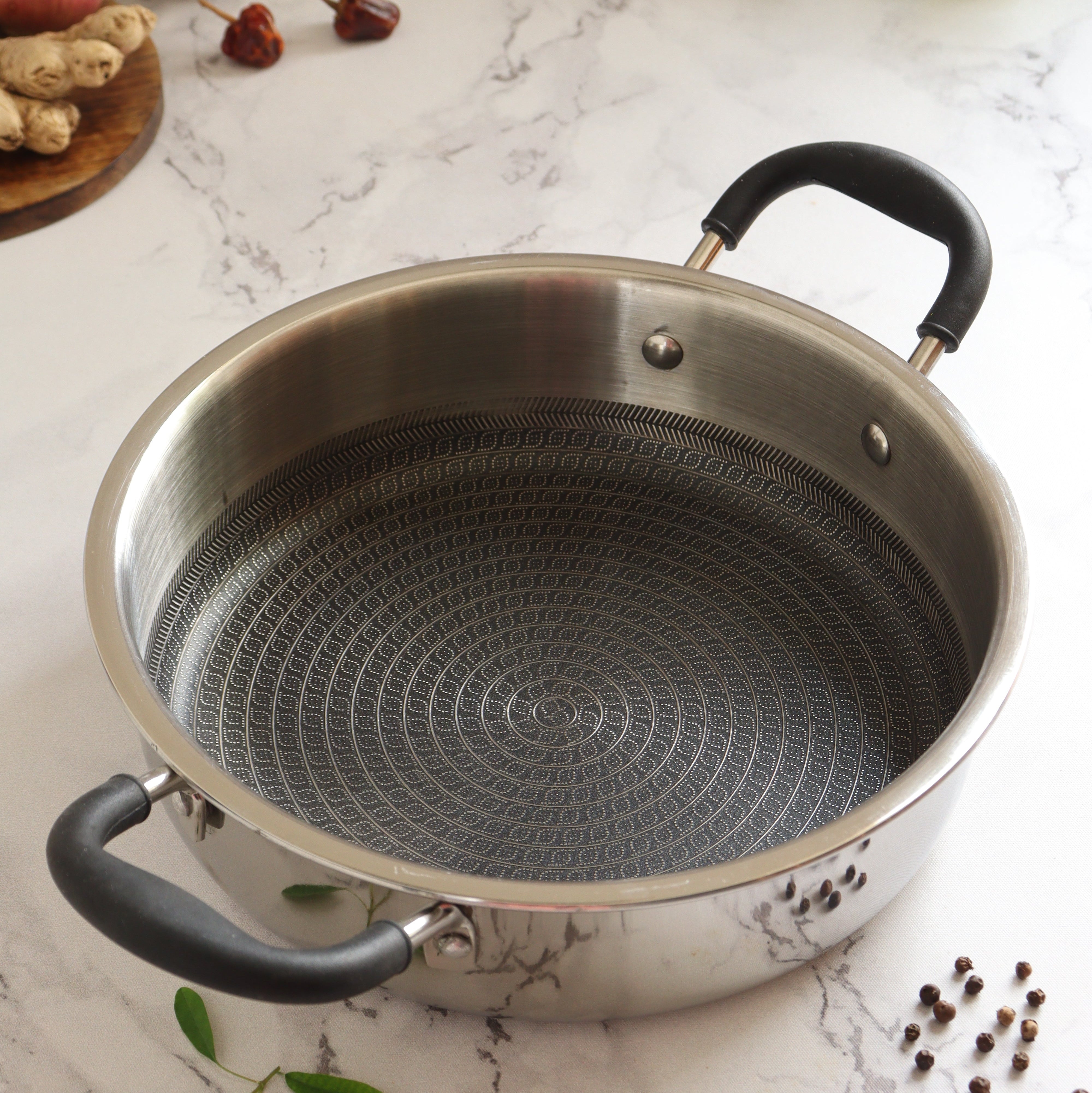 Triply Hexa Pro Non Stick Multi Pan l 5 Year Warranty l Induction Compitable l Free Toughned Glass Lid