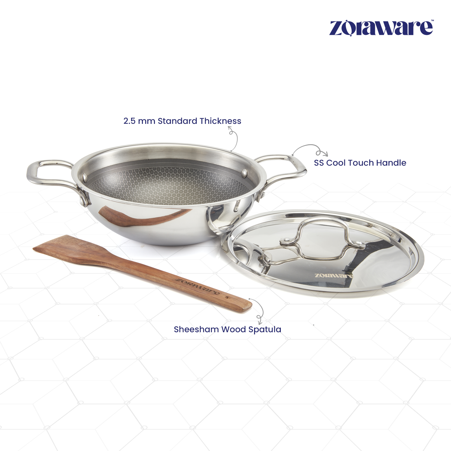 Triply Honey Comb Kadai l Free Lid l Induction Compitable