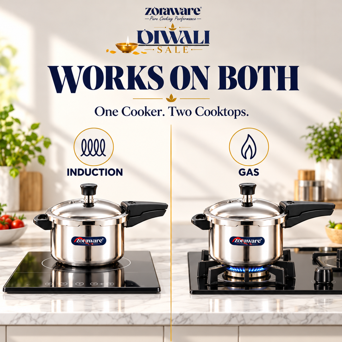 Triply Stainless Steel Pressure Cooker - Outer Lid - Induction & Gas Compatible