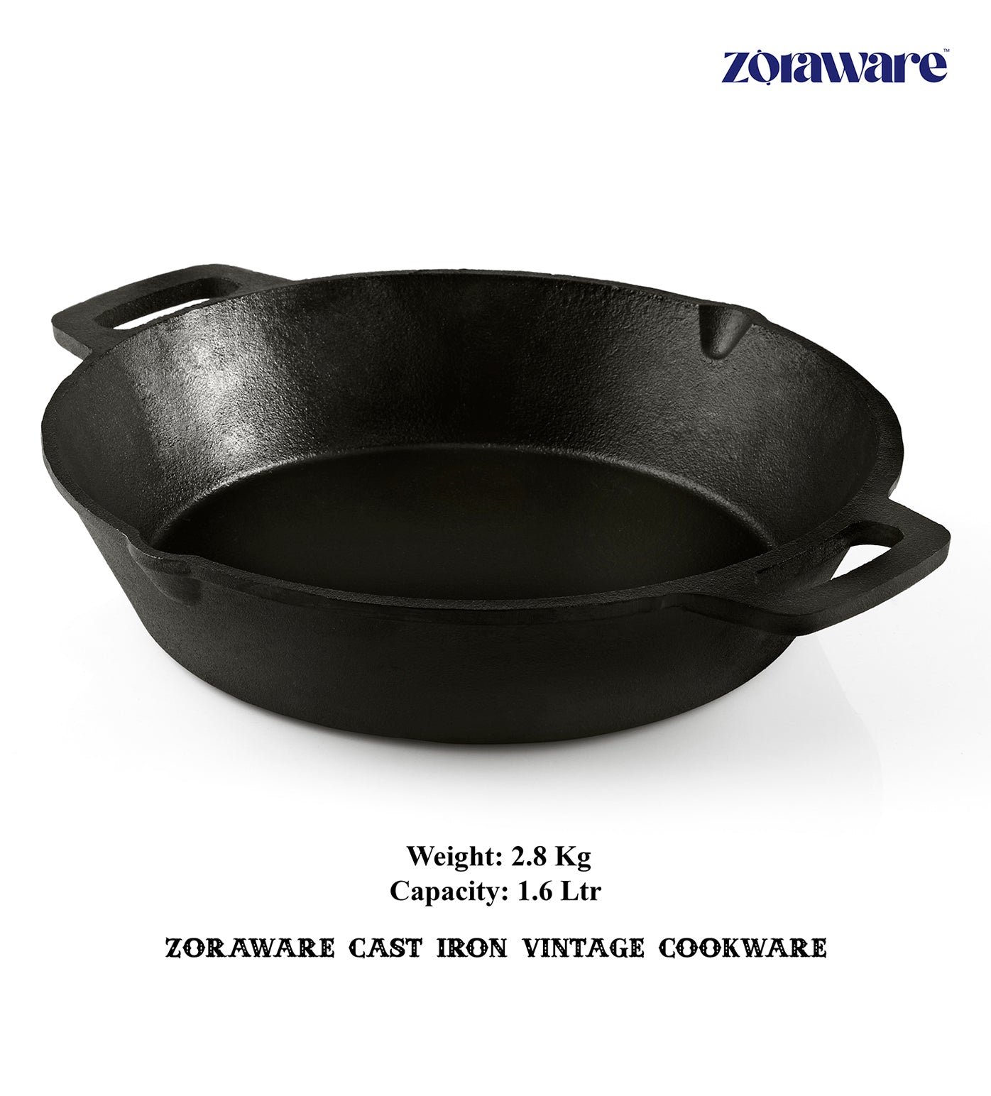 ZORAWARE VINTAGE CAST IRON SKILLET FRY PAN 26 CM/ 2.8 KG