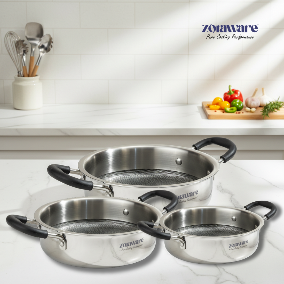 Triply Hexa Pro Non Stick Multi Pan l 5 Year Warranty l Induction Compitable l Free Toughned Glass Lid