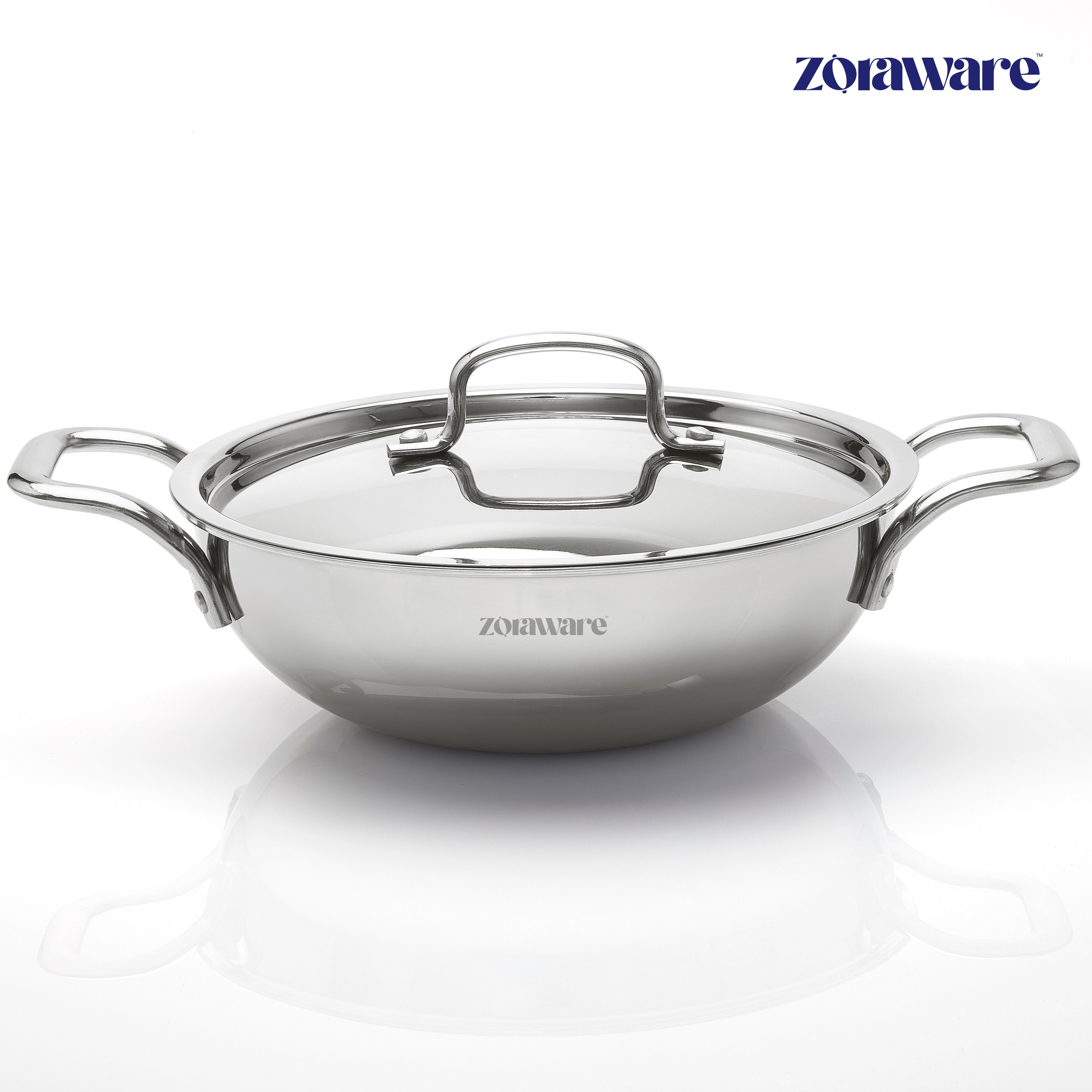 Triply Stainless Steel Kadai, Works on Induction & Gas, 5-Year Warranty