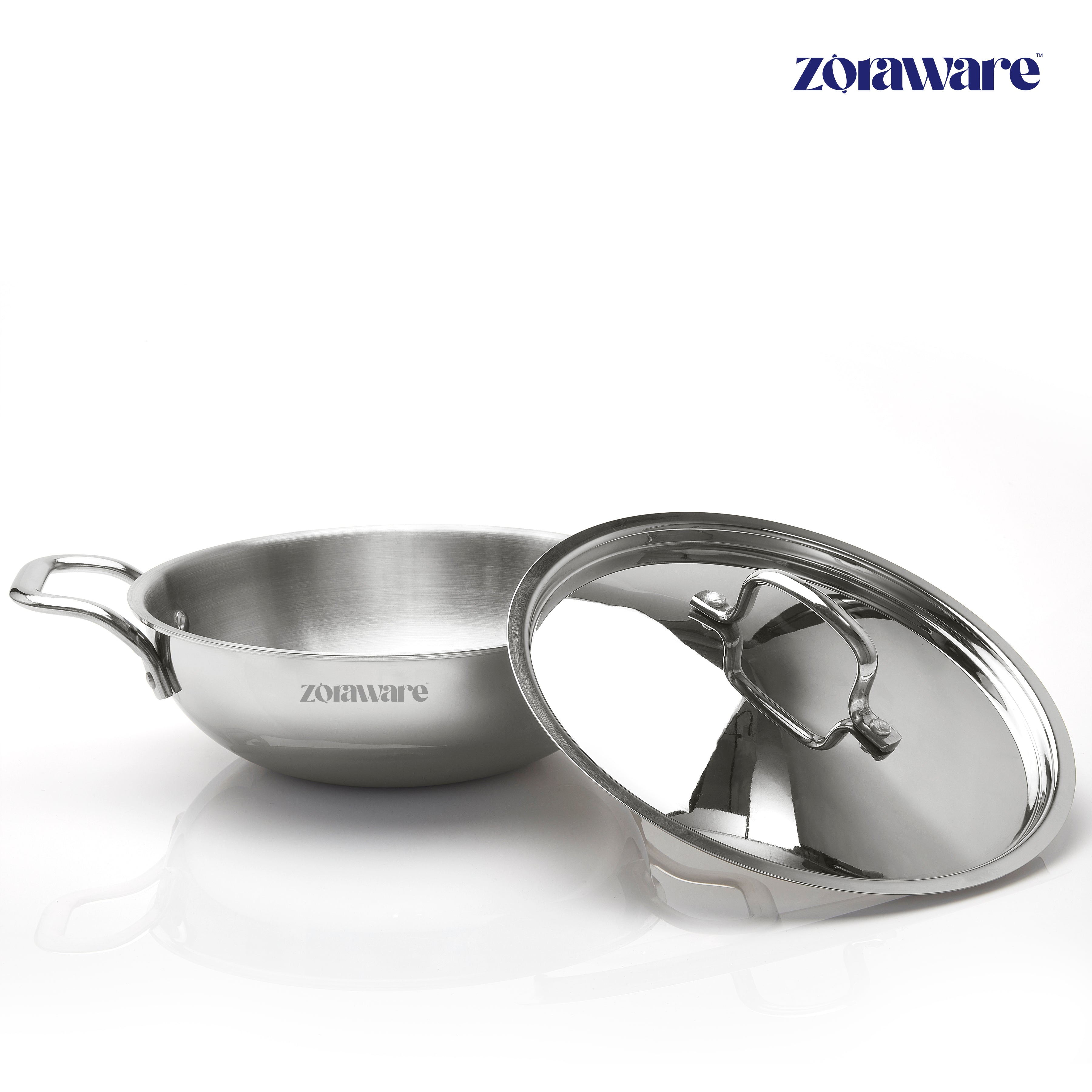Triply Stainless Steel Kadai, Works on Induction & Gas, 5-Year Warranty