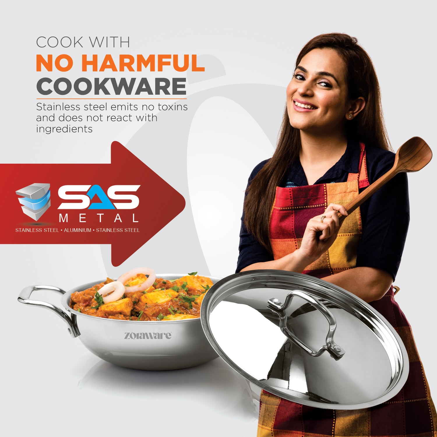 Triply Stainless Steel Kadai – ZORAWARE