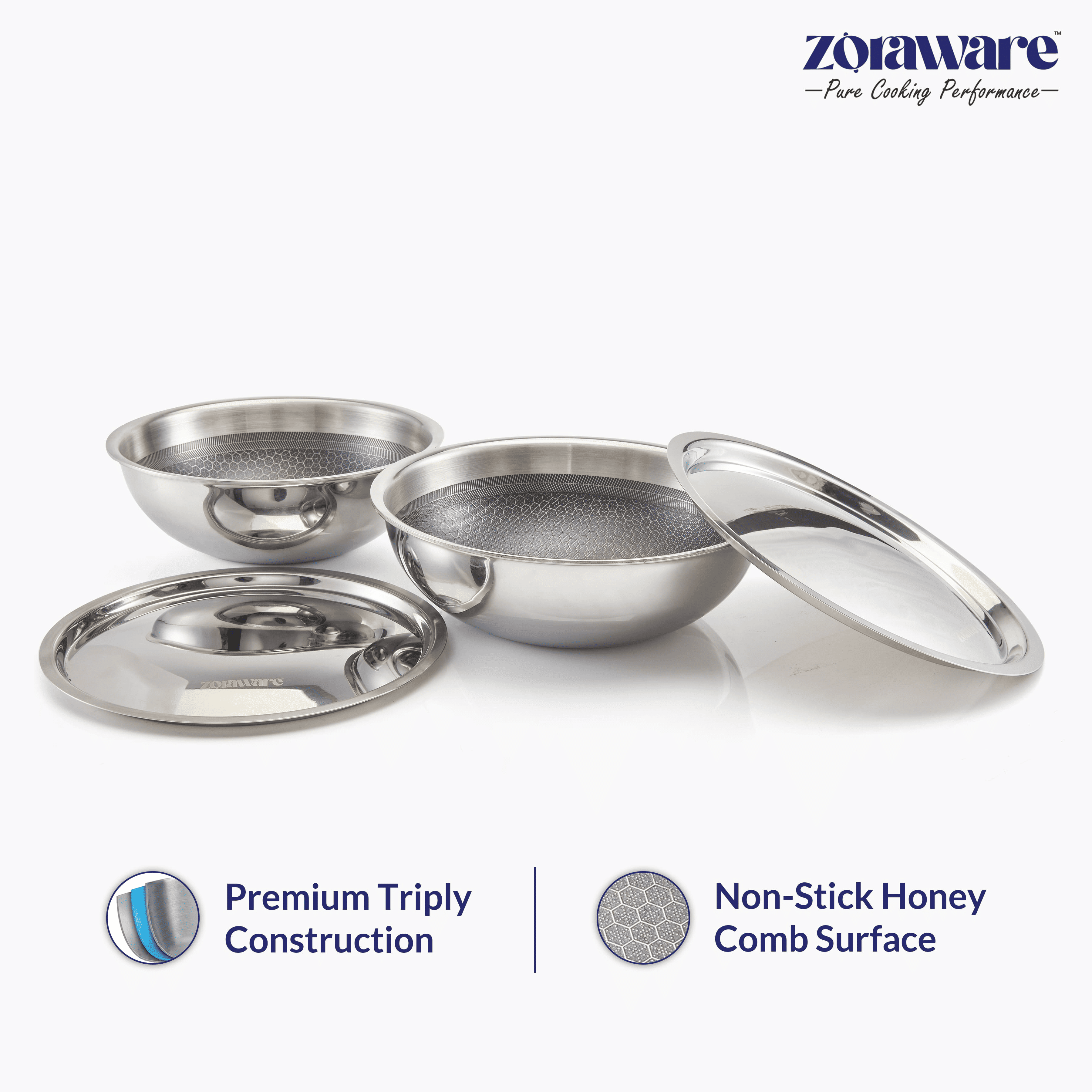 Triply Honey Comb Tasra 22cm + 26cm - For Medium & Large Family