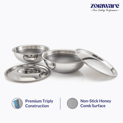 Triply Honey Comb Tasra 22cm + 26cm - For Medium & Large Family