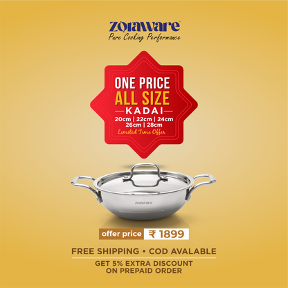Triply Stainless Steel Kadai Induction Friendly