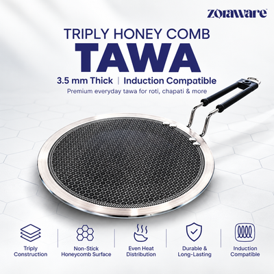 Triply Honey Comb Tawa 3.5mm Thick l Induction Compatible