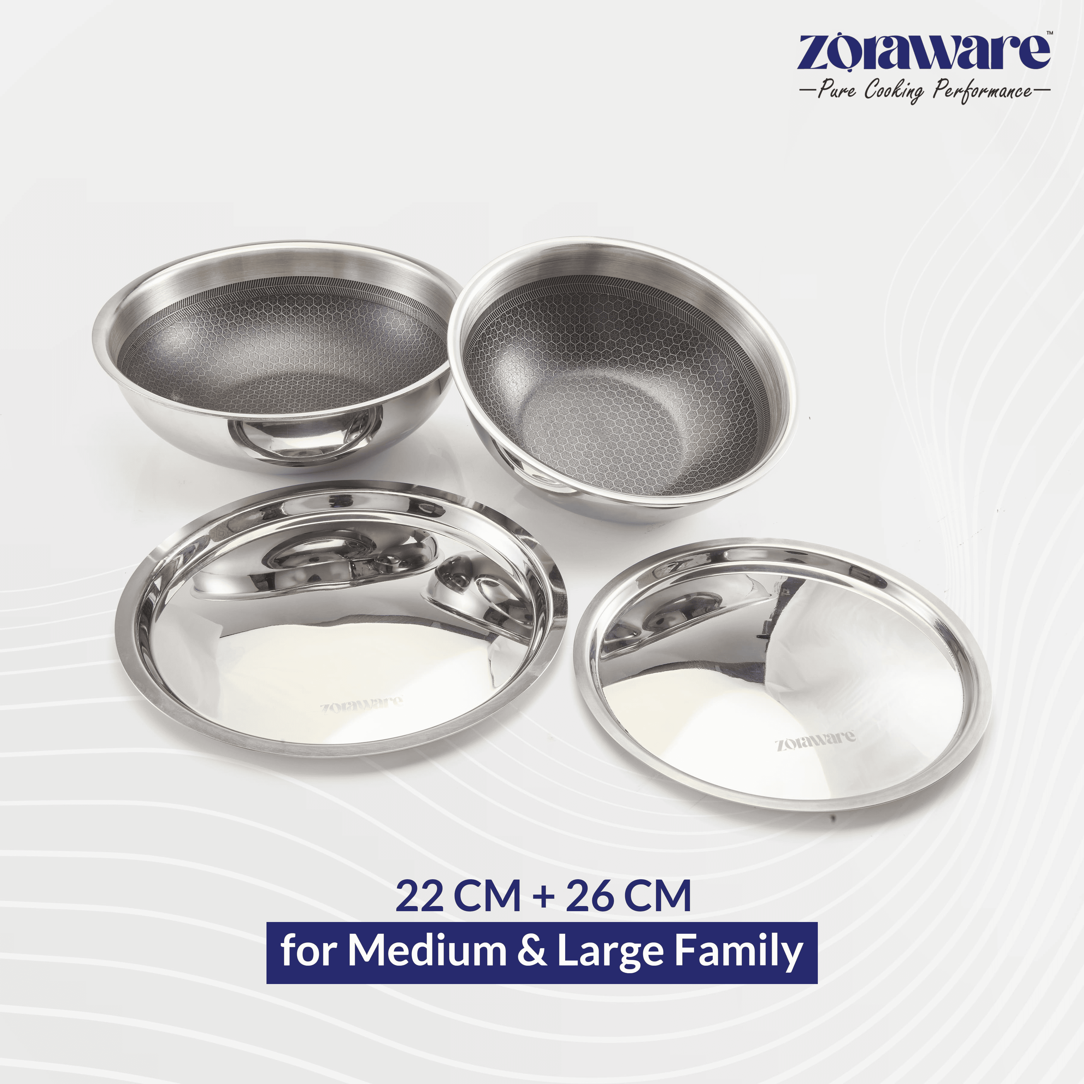 Triply Honey Comb Tasra 22cm + 26cm - For Medium & Large Family