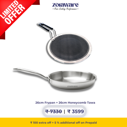 Triply Fry Pan + Triply Honey Comb Tawa 25.5 cm