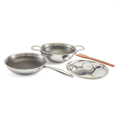 Honey Comb Triply Kadai + Fry Pan Cookware Set