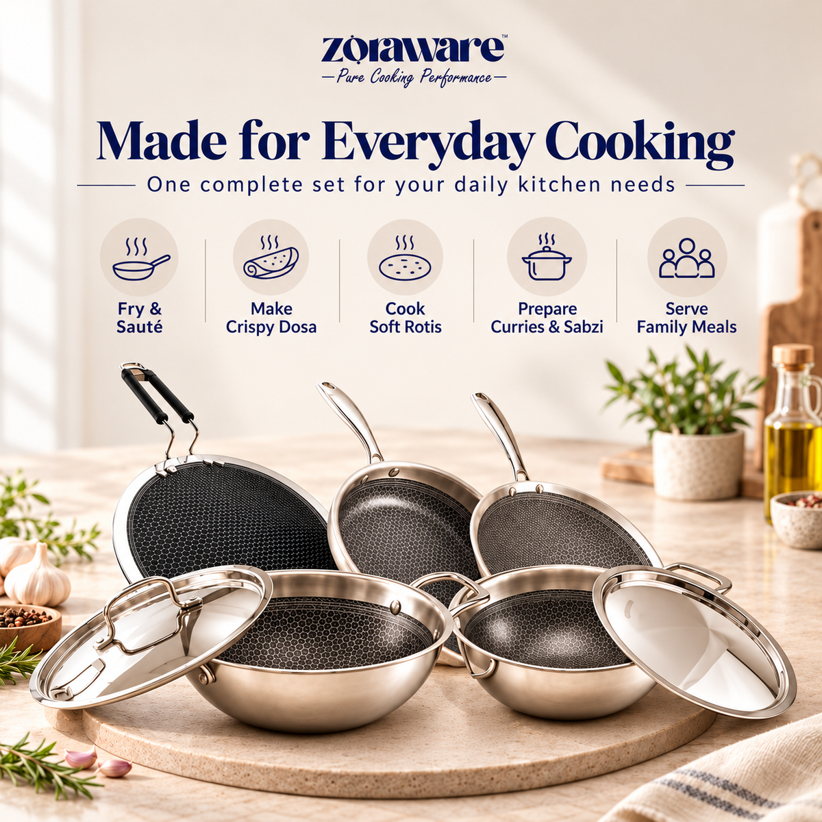 Honey Comb 7 Pcs Cookware Set