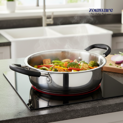 Triply Hexa Pro Non Stick Multi Pan  l 5 Year Warranty l Induction Compitable l Free Toughned Glass Lid