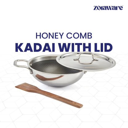 Triply Honey Comb Kadai with lid