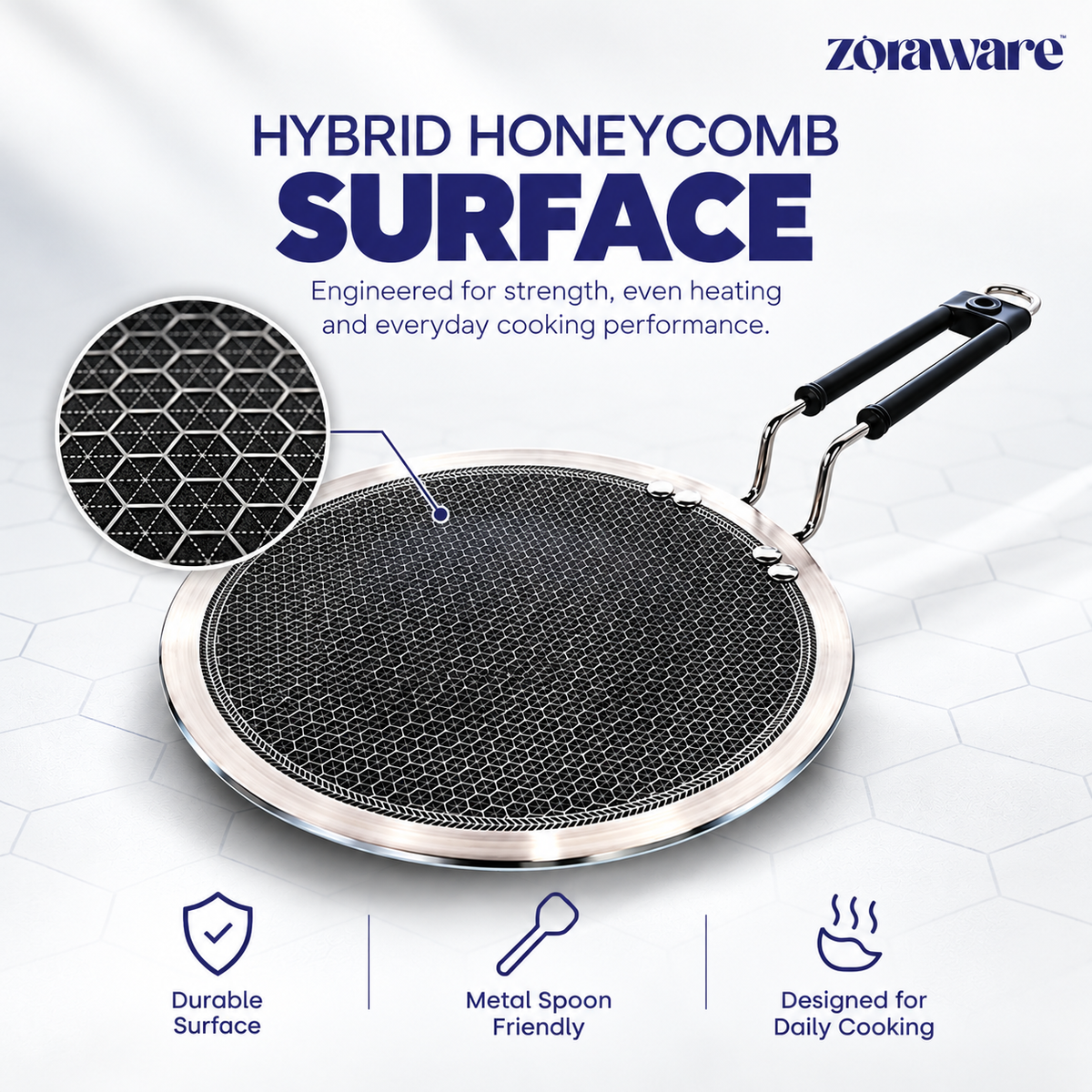 Triply Honey Comb Tawa 3.5mm Thick l Induction Compatible