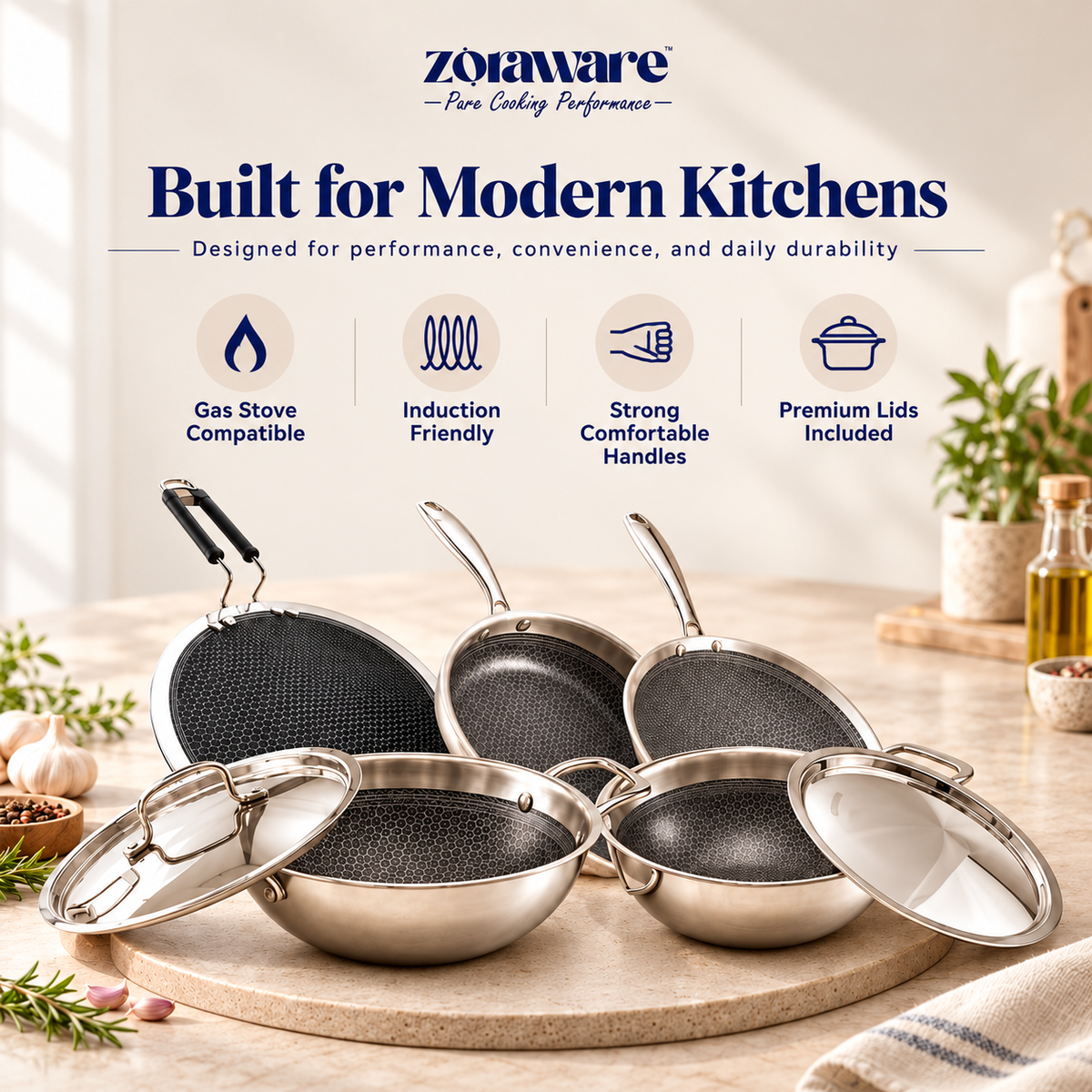 Honey Comb 7 Pcs Cookware Set