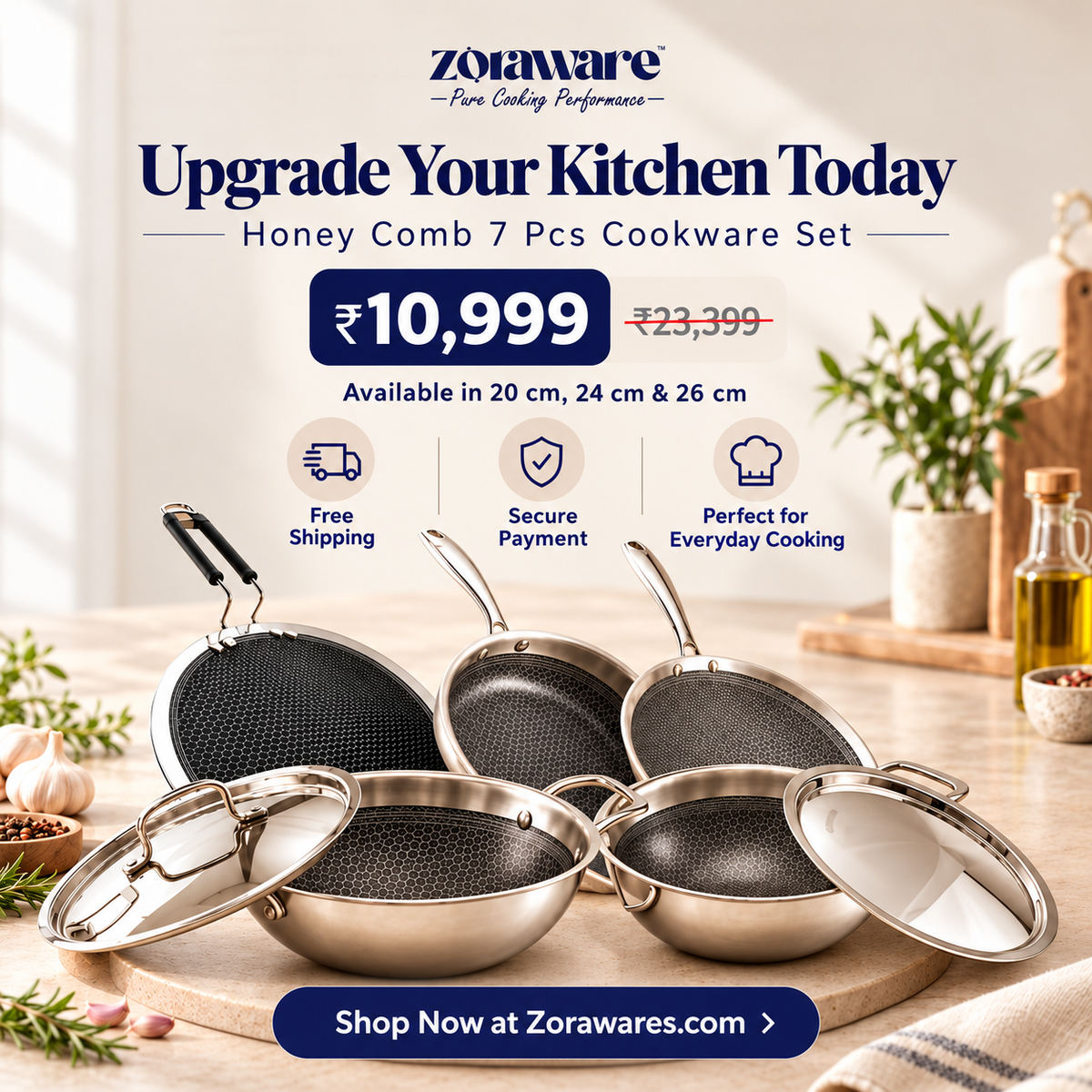 Honey Comb 7 Pcs Cookware Set