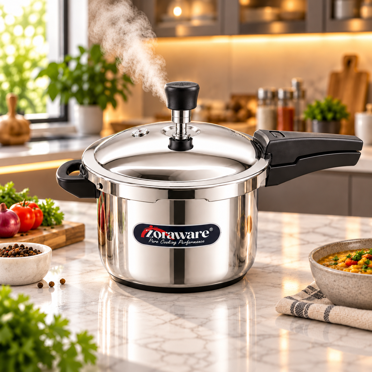Triply Stainless Steel Pressure Cooker - Outer Lid - Induction & Gas Compatible 5 L