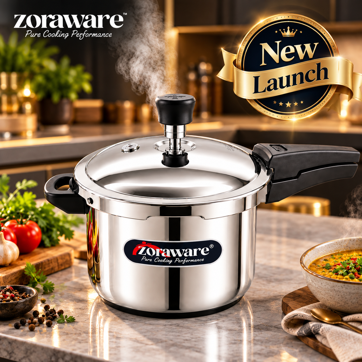Triply Stainless Steel Pressure Cooker - Outer Lid - Induction & Gas Compatible 5 L