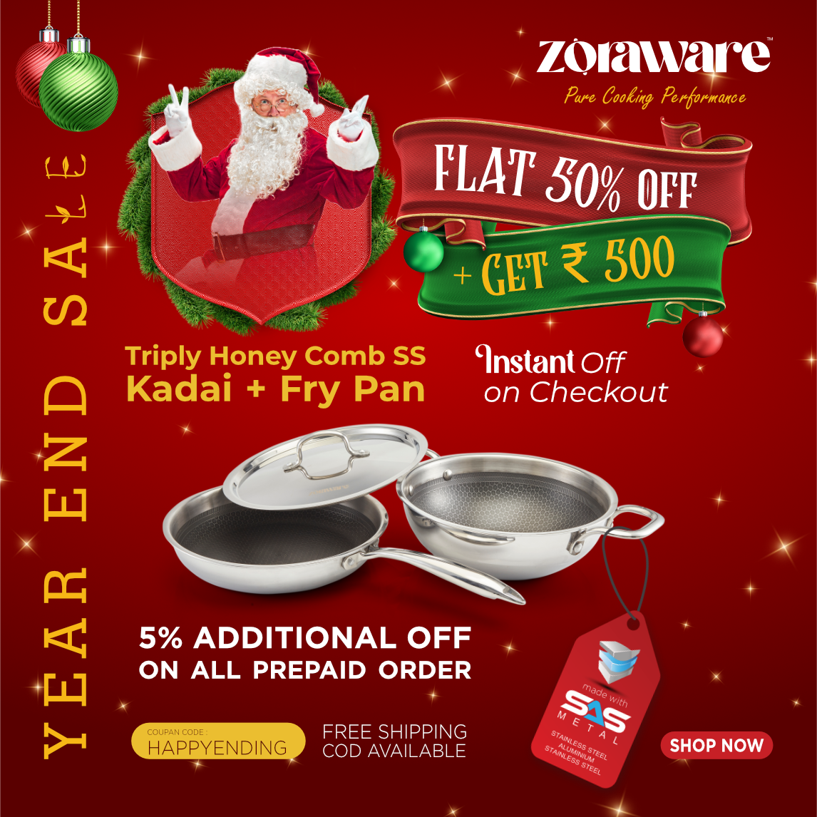 Honey Comb Triply Kadai + Fry Pan Cookware Set with Lid (3 Pcs Set)