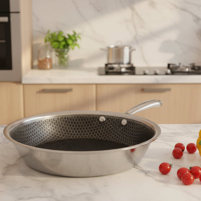 Honey Comb Triply Kadai + Fry Pan Cookware Set with Lid (3 Pcs Set)