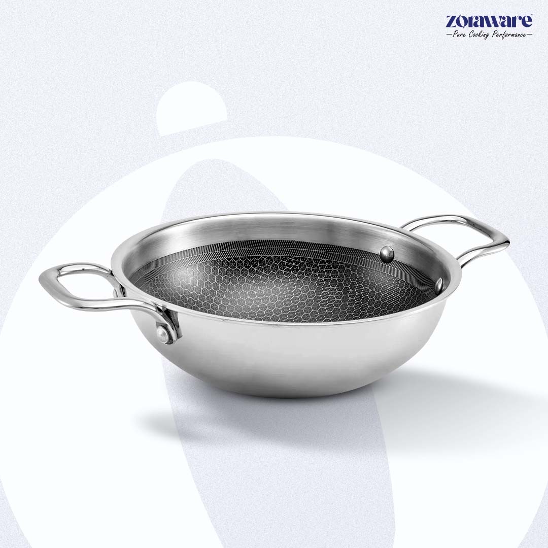 Triply Honey Comb Kadai l Free Lid l Induction Compitable
