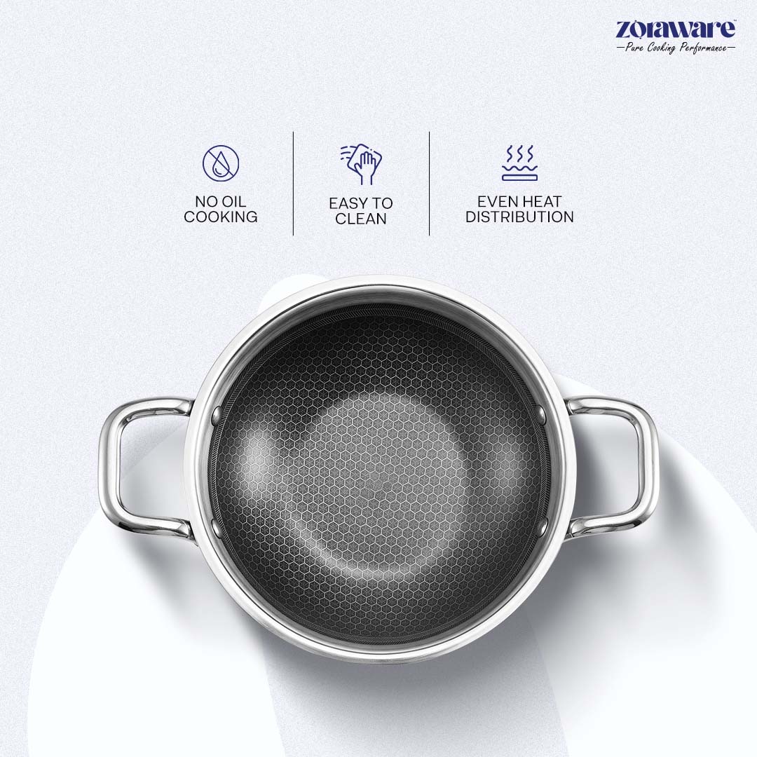 Triply Honey Comb Kadai l Free Lid l Induction Compitable