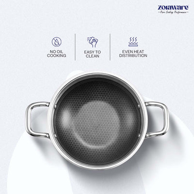 Triply Honey Comb Kadai l Free Lid l Induction Compitable