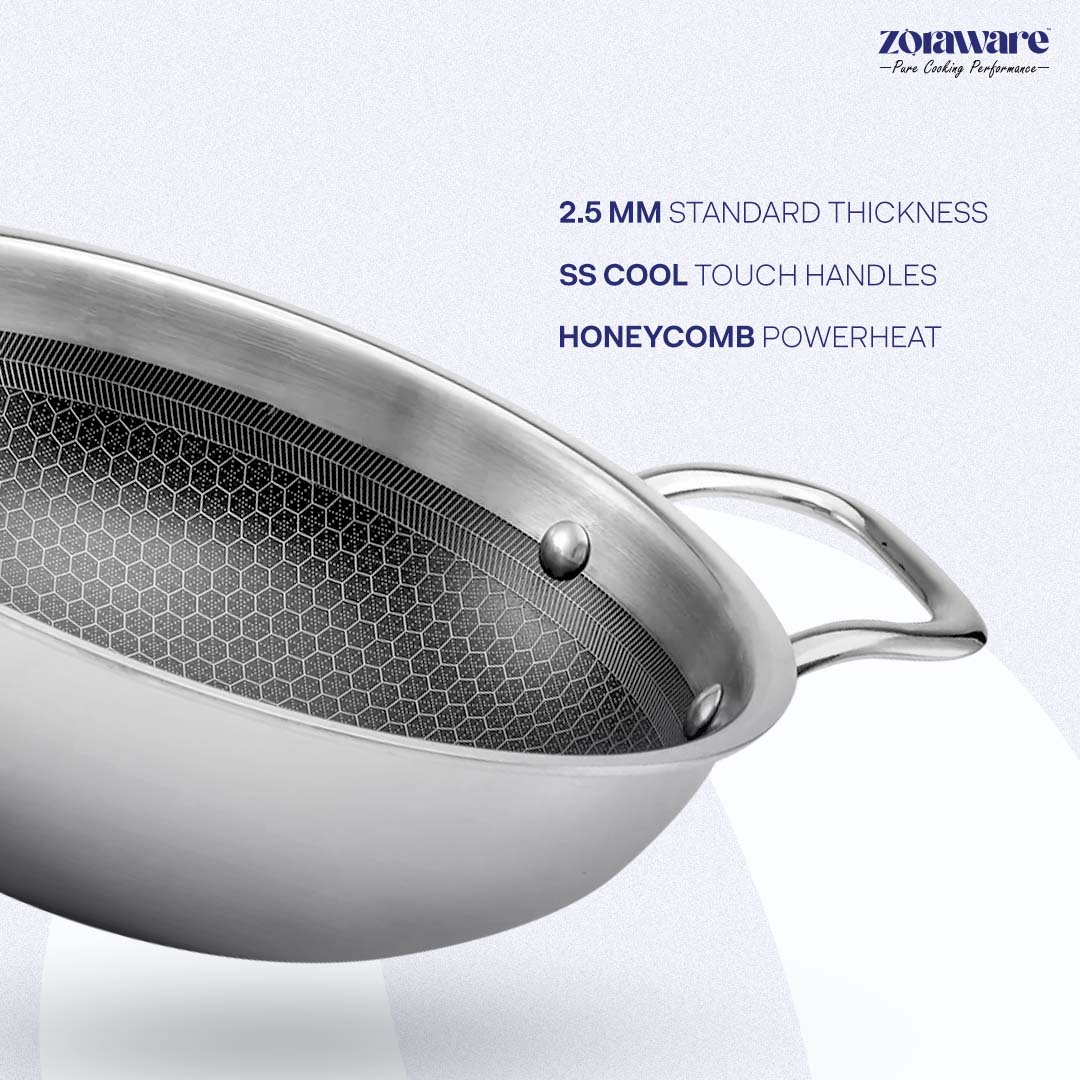 Triply Honey Comb Kadai l Free Lid l Induction Compitable