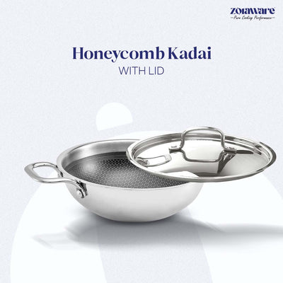 Triply Honey Comb Kadai l Free Lid l Induction Compitable