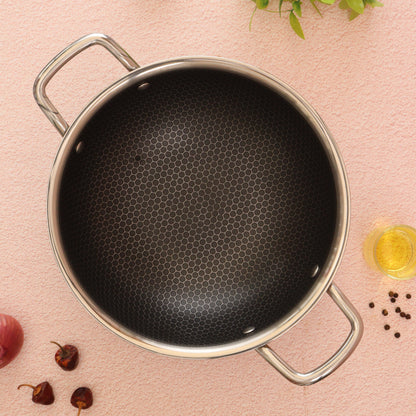 Triply Honey Comb Kadai l Free Lid l Induction Compitable
