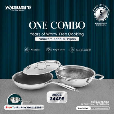 Honey Comb Triply Kadai + Fry Pan Cookware Set with Lid (3 Pcs Set