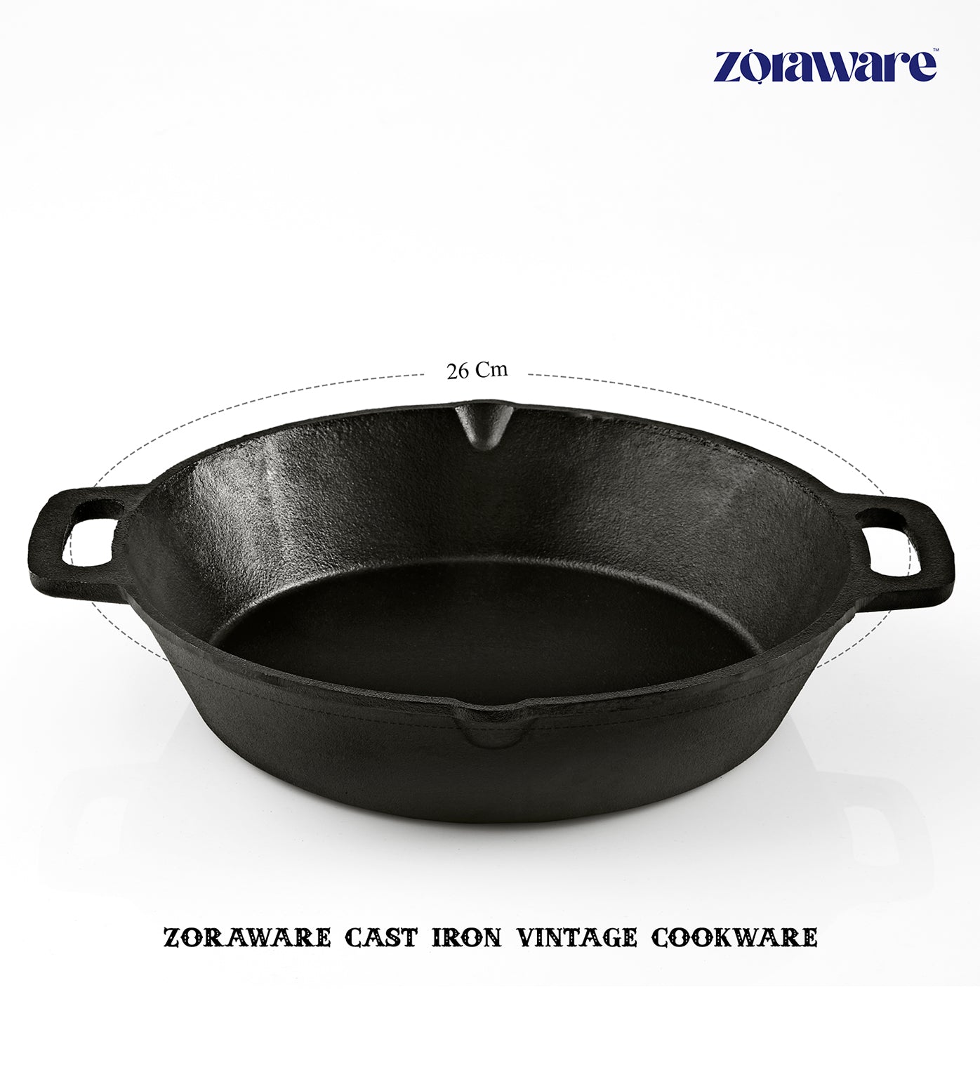 ZORAWARE VINTAGE CAST IRON SKILLET FRY PAN 26 CM/ 2.8 KG